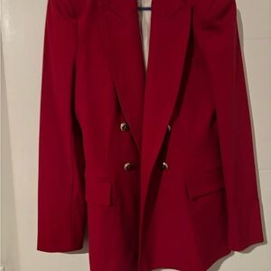 Zara Vibrant Red Double-Breasted Blazer
